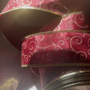 Elegant Yarn Bee  Burgundy Ribbon with Gold Trim 22 yard for the burgundy colo
